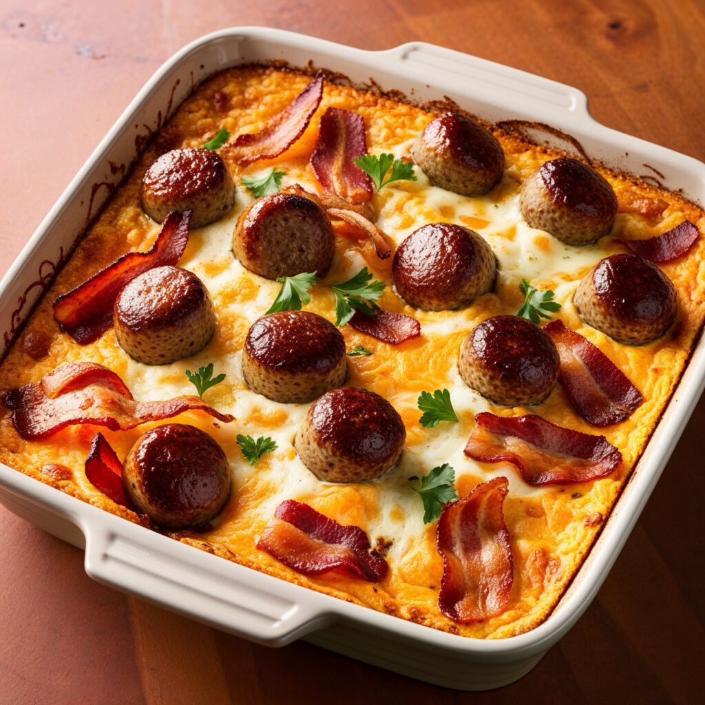 Meat Lover’s Cottage Cheese Egg Bake