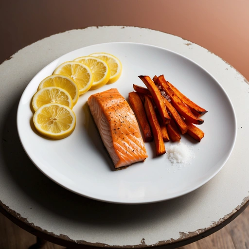 Baked Salmon with Sweet Potato Fries